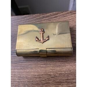 Symphony Japan Vintage Anchor Brass Round Box Cigarette Case